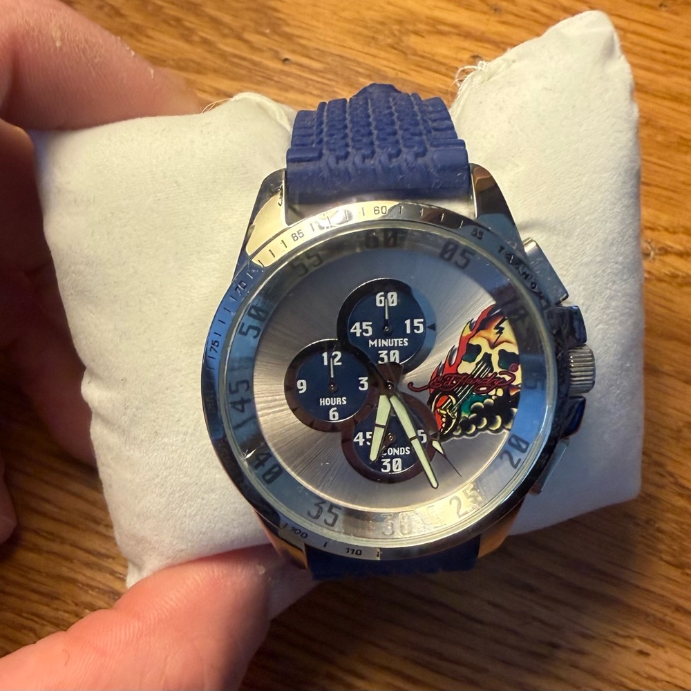 Ed Hardy Blue and Silver Men's Watch - Picture 6 of 13
